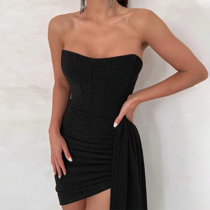 Bandeau Short Sheath Dress Black