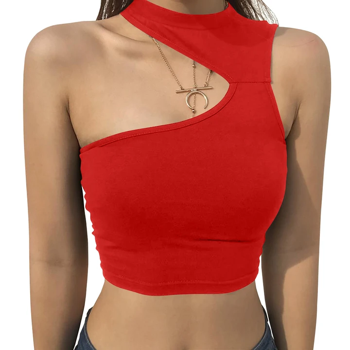 Diagonal Shoulder Collar Top