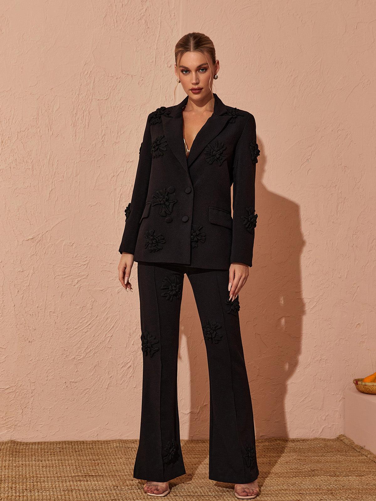 Jacquard Black Blazer Set