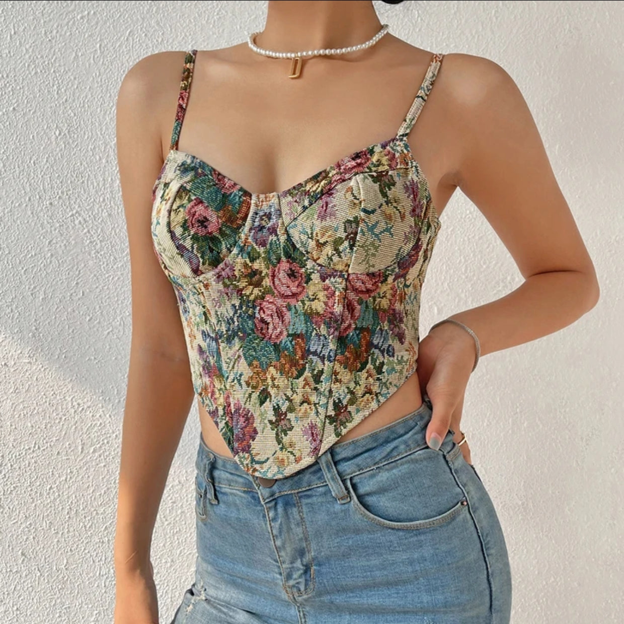 Woven Backless Corset Crop Top