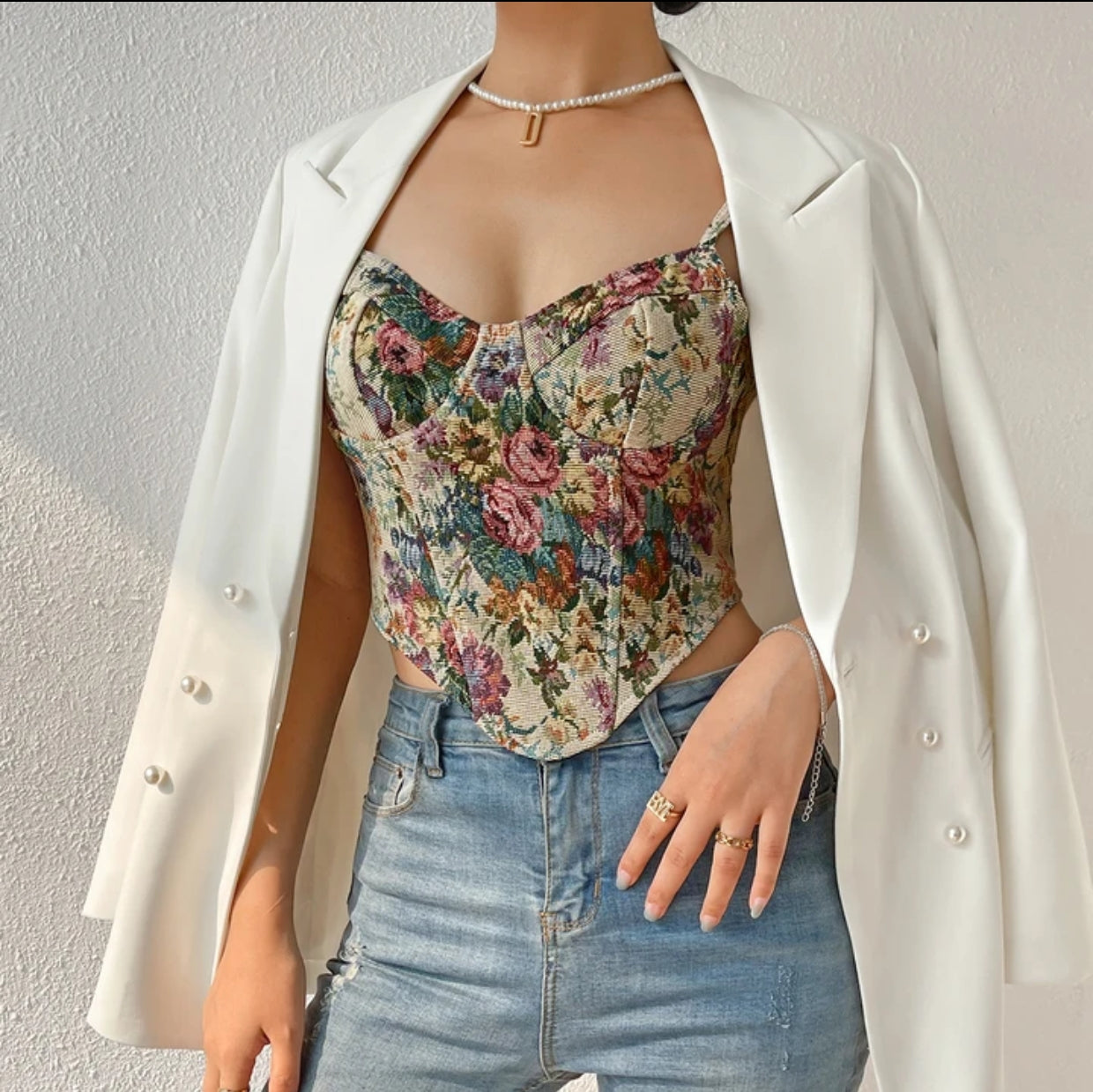 Woven Backless Corset Crop Top