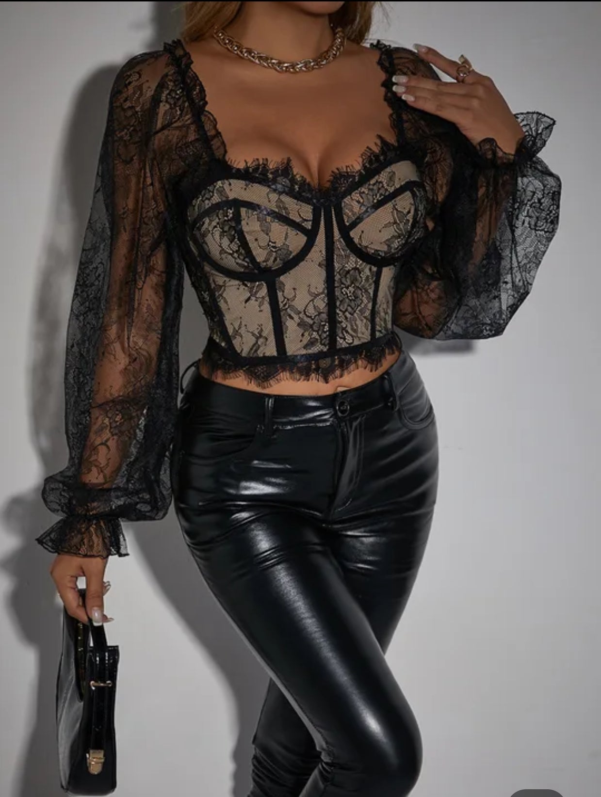 See-Through Sleeves Corset Top